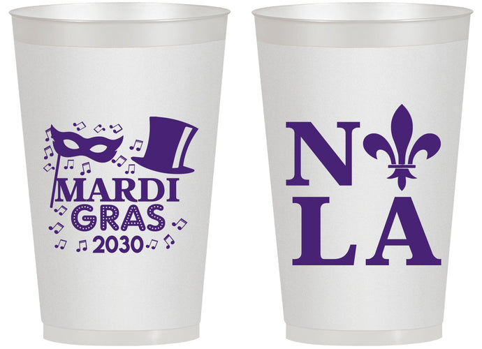 Personalized Mardi Gras 14 oz Frosted Cups - Nola Fleur De Lis | 190014