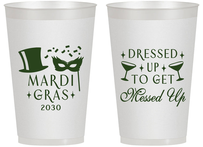 Personalized Mardi Gras 14 oz Frosted Cups - Fleur De Lis | 190015