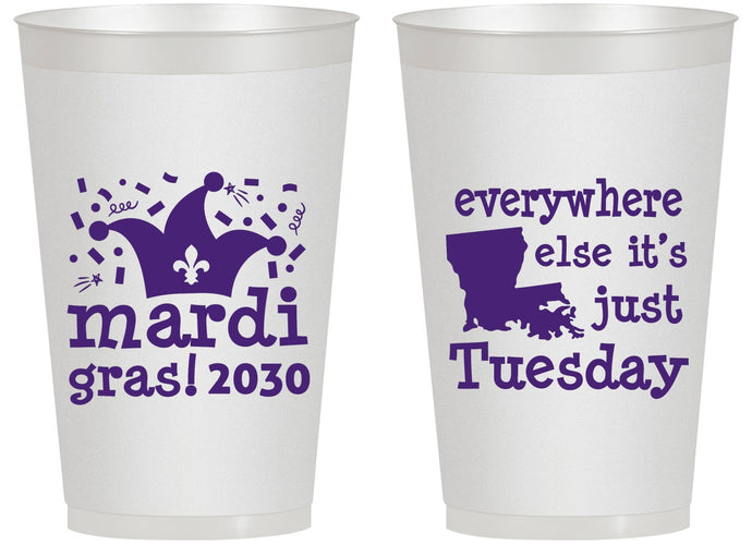 Personalized Mardi Gras 14 oz Frosted Cups - Nola New Orleans | 190016