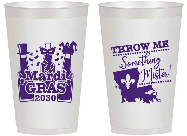Personalized Mardi Gras 14 oz Frosted Cups - Beads Nola | 190017