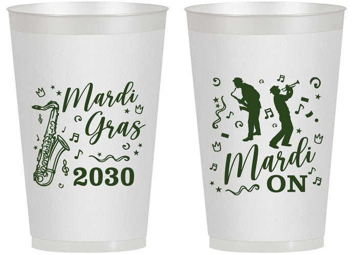 Personalized Mardi Gras 14 oz Frosted Cups - Mardi On Jazz | 190019