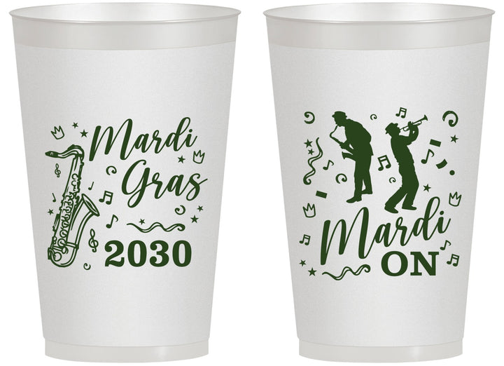 Personalized Mardi Gras 14 oz Frosted Cups - Mardi On Jazz | 190019