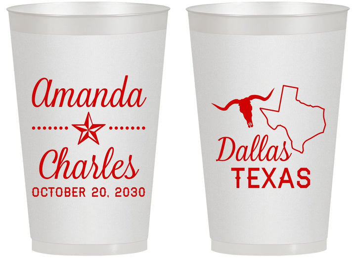 Personalized Wedding 14 oz Frosted Cups - Texas | 192