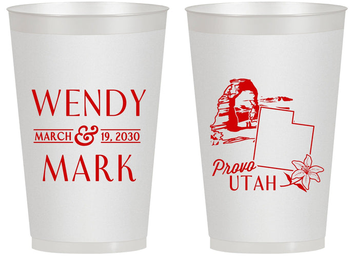 Personalized Wedding 14 oz Frosted Cups - Utah | 193