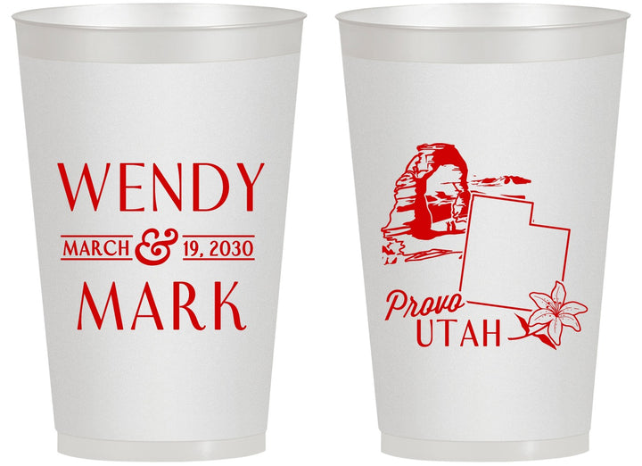 Personalized Wedding 14 oz Frosted Cups - Utah | 193