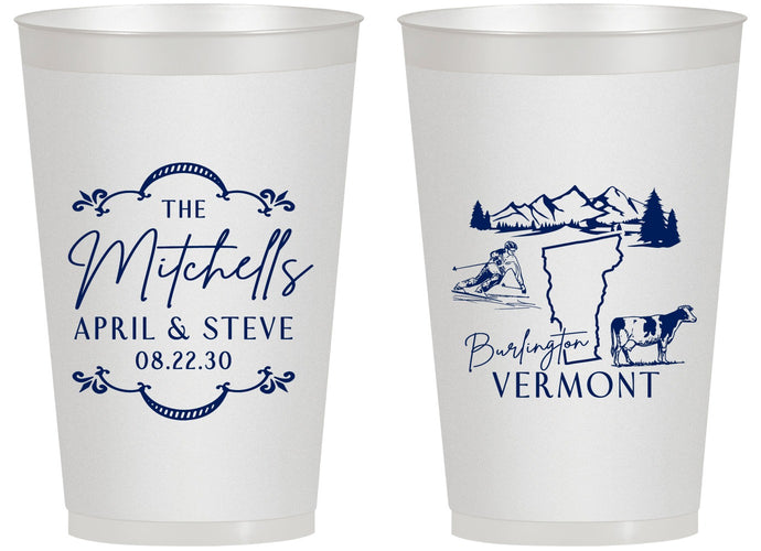 Personalized Wedding 14 oz Frosted Cups - Vermont | 194