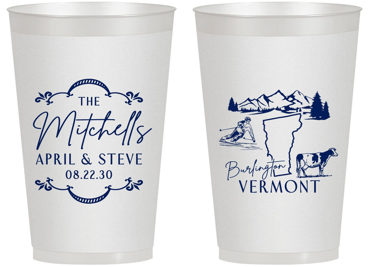 Personalized Wedding 14 oz Frosted Cups - Vermont | 194