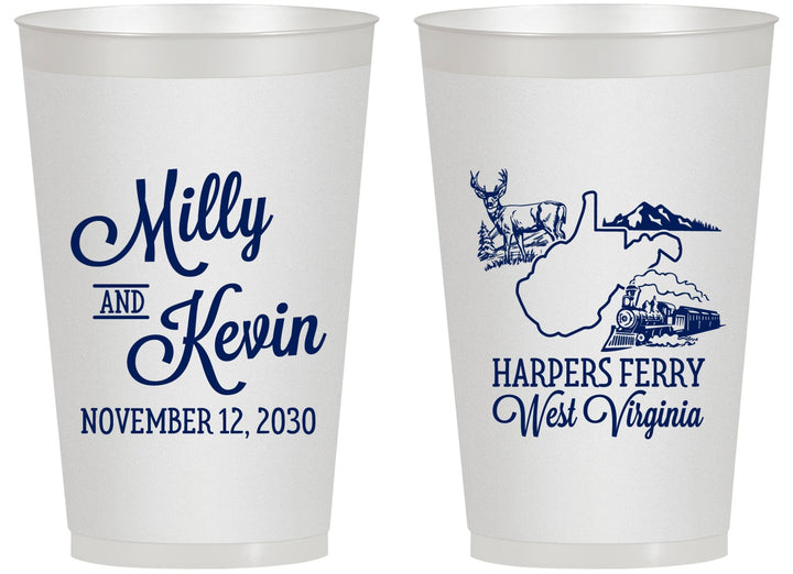 Personalized Wedding 14 oz Frosted Cups - West Virginia | 197