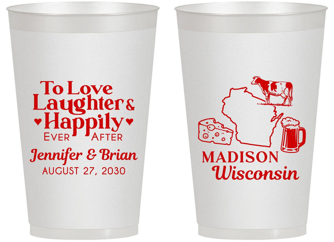 Personalized Wedding 14 oz Frosted Cups - Wisconsin | 198