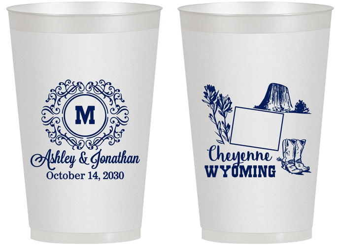 Personalized Wedding 14 oz Frosted Cups - Wyoming | 199
