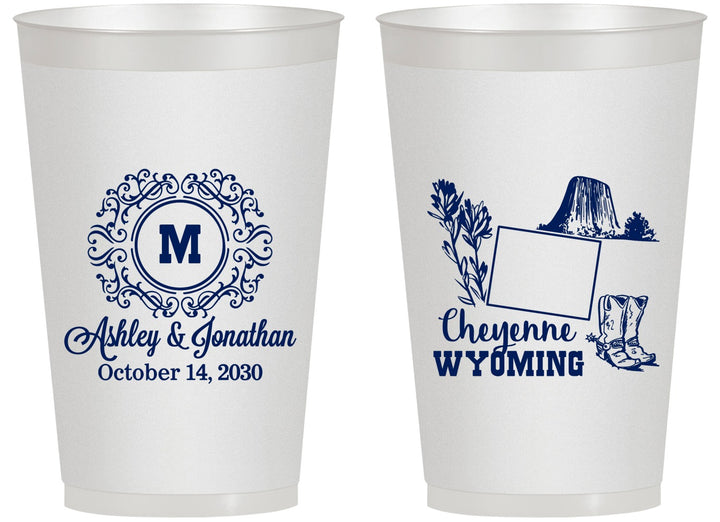 Personalized Wedding 14 oz Frosted Cups - Wyoming | 199