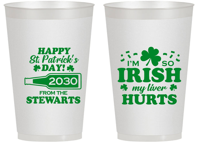 Personalized St Patricks Day 14 oz Frosted Cups - Irish My Liver Hurts | 200000