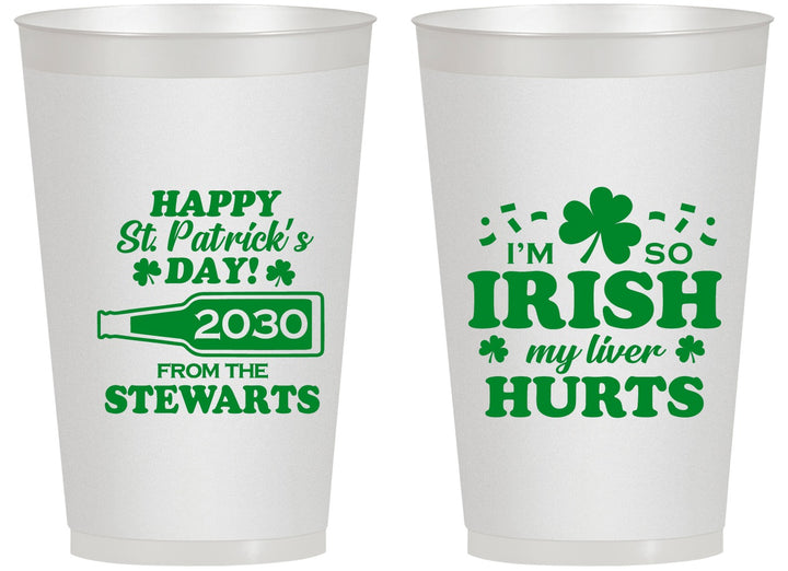 Personalized St Patricks Day 14 oz Frosted Cups - Irish My Liver Hurts | 200000