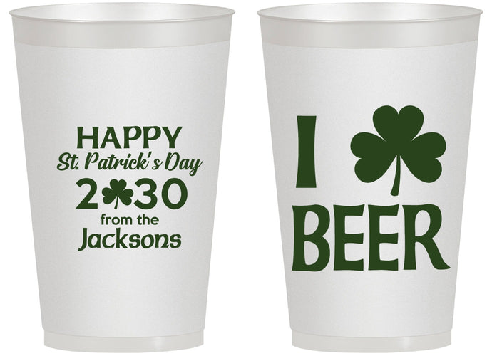 Personalized St Patricks Day 14 oz Frosted Cups - Clover Irish | 200003