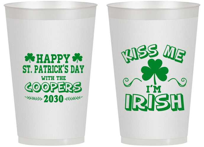 Personalized St Patricks Day 14 oz Frosted Cups - Kiss Me I Am Irish | 200004