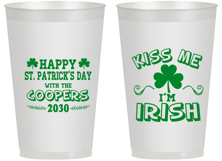Personalized St Patricks Day 14 oz Frosted Cups - Kiss Me I Am Irish | 200004
