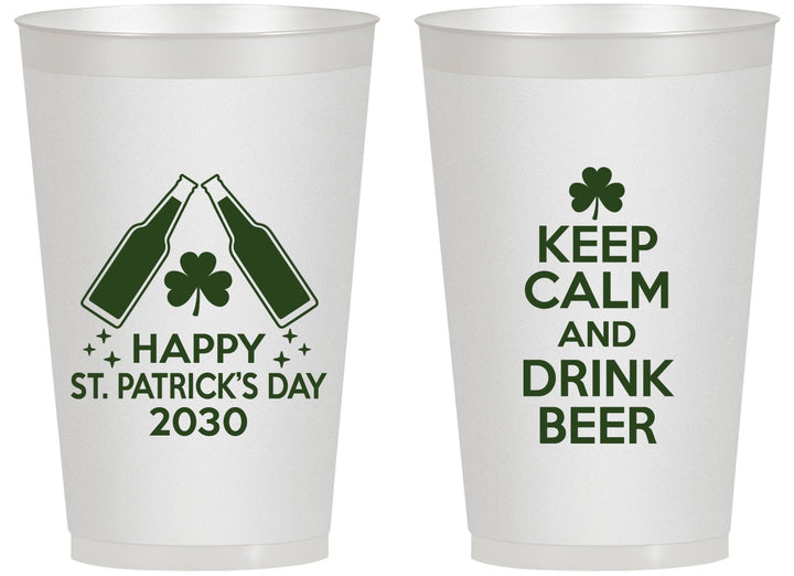 Personalized St Patricks Day 14 oz Frosted Cups - Clover Irish | 200005
