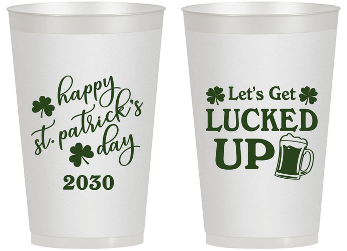 Personalized St Patricks Day 14 oz Frosted Cups - Lucked Up | 200007