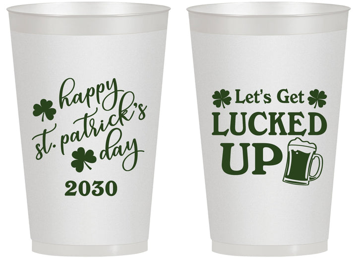 Personalized St Patricks Day 14 oz Frosted Cups - Lucked Up | 200007
