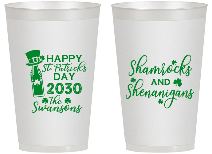 Personalized St Patricks Day 14 oz Frosted Cups - Shamrocks Shenanigans | 200010