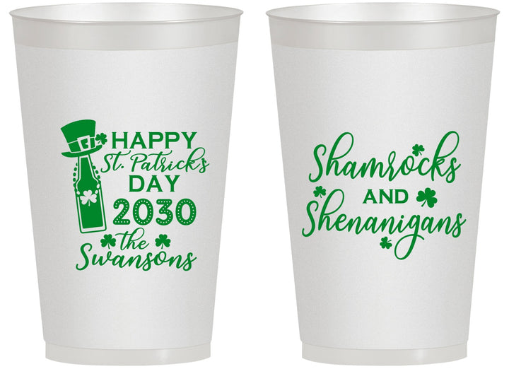 Personalized St Patricks Day 14 oz Frosted Cups - Shamrocks Shenanigans | 200010