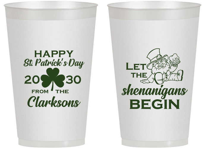 Personalized St Patricks Day 14 oz Frosted Cups - Shenanigans Leprechaun | 200011