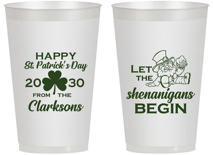 Personalized St Patricks Day 14 oz Frosted Cups - Shenanigans Leprechaun | 200011