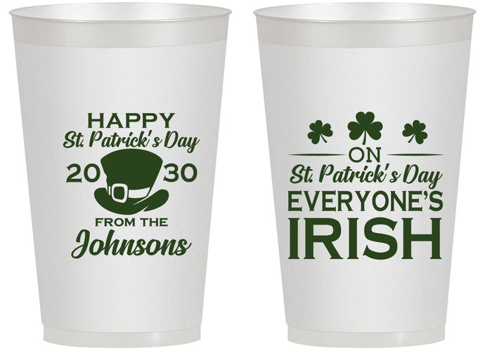 Personalized St Patricks Day 14 oz Frosted Cups - Irish Leprechaun | 200013