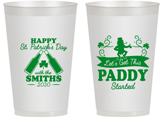 Personalized St Patricks Day 14 oz Frosted Cups - Lets Get The Paddy Started | 200014