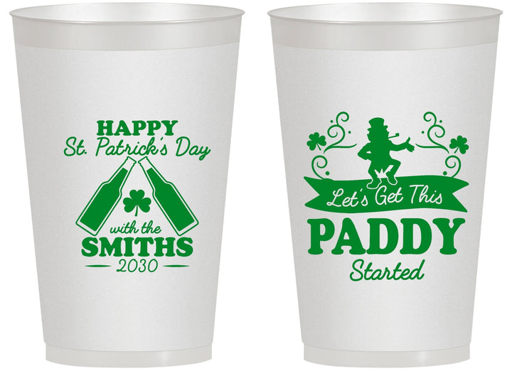 Personalized St Patricks Day 14 oz Frosted Cups - Lets Get The Paddy Started | 200014