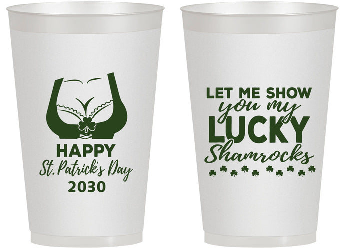 Personalized St Patricks Day 14 oz Frosted Cups - Shamrocks | 200015