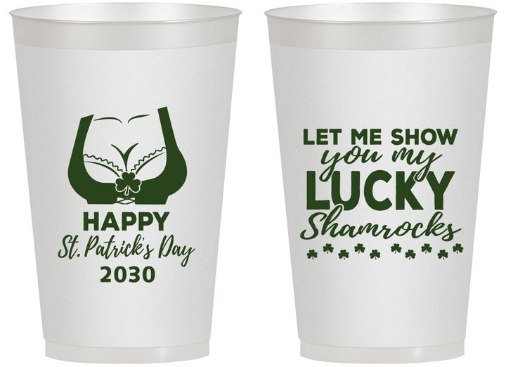 Personalized St Patricks Day 14 oz Frosted Cups - Shamrocks | 200015