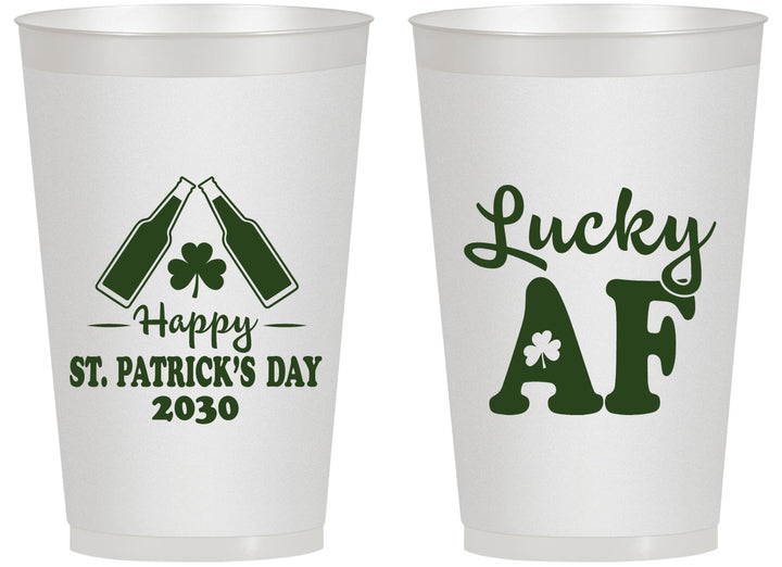 Personalized St Patricks Day 14 oz Frosted Cups - Lucky Af | 200017