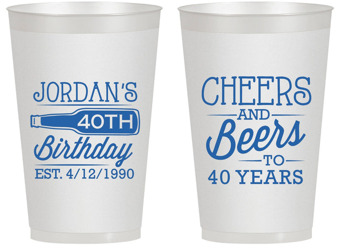 Personalized Birthday 14 oz Frosted Cups - Cheers Beers To 40 Years | 20002