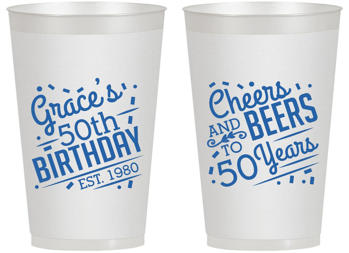 Personalized Birthday 14 oz Frosted Cups - Cheers Beers To 50 Years | 20003