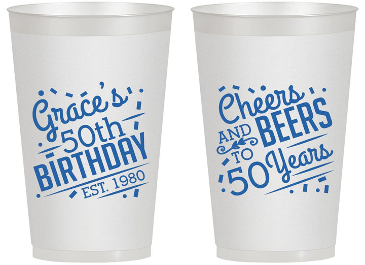 Personalized Birthday 14 oz Frosted Cups - Cheers Beers To 50 Years | 20003