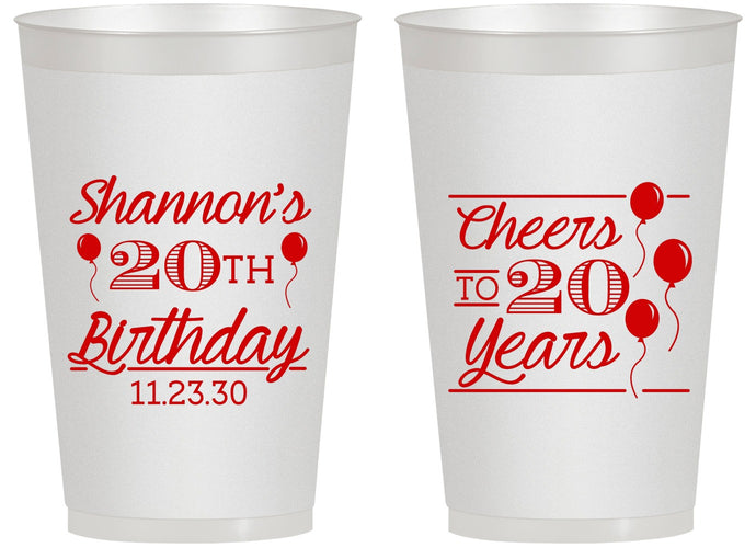 Personalized Birthday 14 oz Frosted Cups - Cheers To 20 Years | 20004