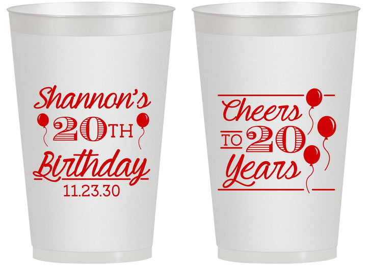 Personalized Birthday 14 oz Frosted Cups - Cheers To 20 Years | 20004
