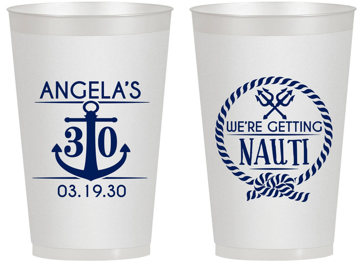 Personalized Birthday 14 oz Frosted Cups - 30th Nautical | 20010
