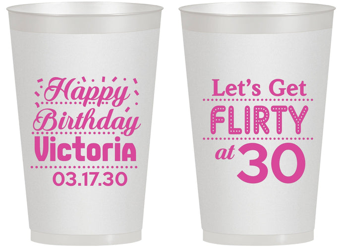 Personalized Birthday 14 oz Frosted Cups - Flirty At 30 | 20015