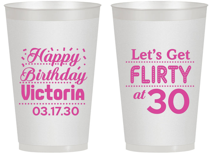 Personalized Birthday 14 oz Frosted Cups - Flirty At 30 | 20015