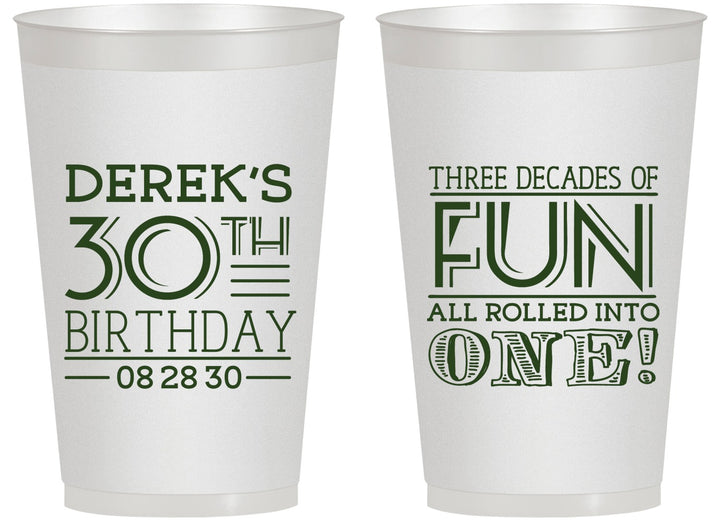 Personalized Birthday 14 oz Frosted Cups - 30th Three Decades Of Fun | 20020