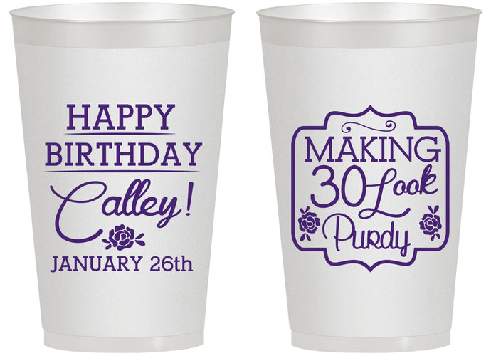Personalized Birthday 14 oz Frosted Cups - 30 Look Purdy | 20022