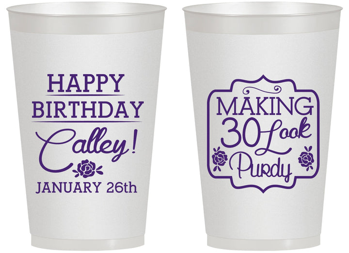 Personalized Birthday 14 oz Frosted Cups - 30 Look Purdy | 20022