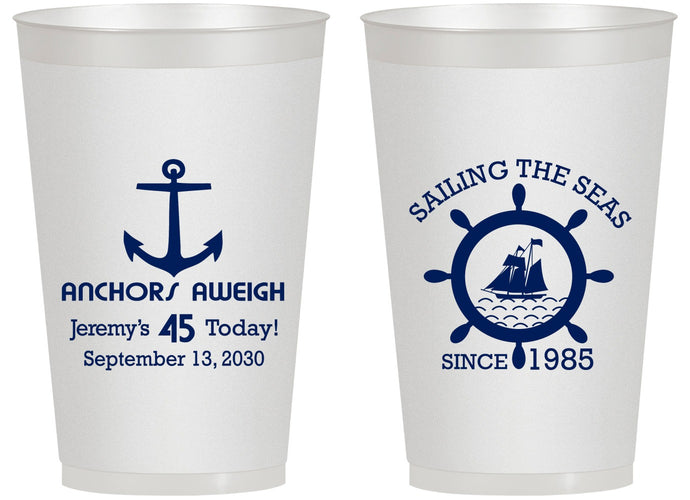Personalized Birthday 14 oz Frosted Cups - 45th Nautical | 20023