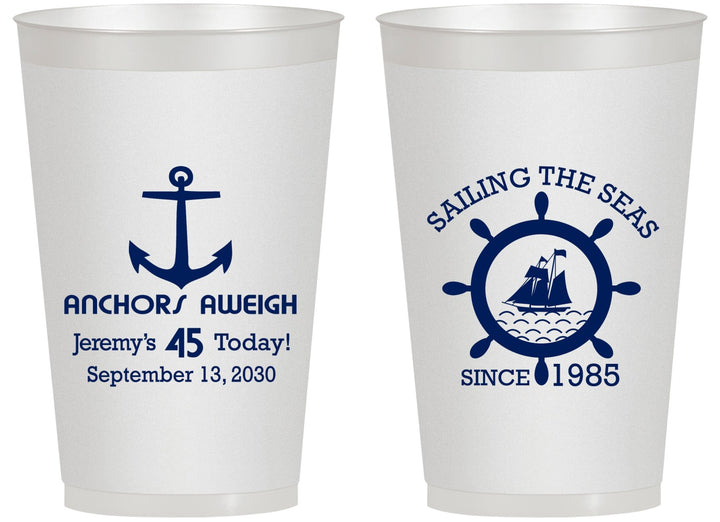 Personalized Birthday 14 oz Frosted Cups - 45th Nautical | 20023