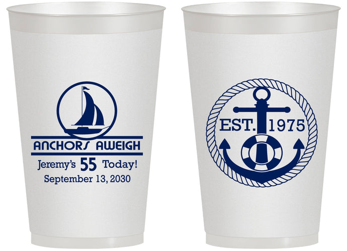 Personalized Birthday 14 oz Frosted Cups - 55th Nautical | 20025