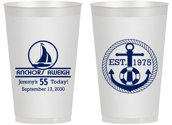 Personalized Birthday 14 oz Frosted Cups - 55th Nautical | 20025
