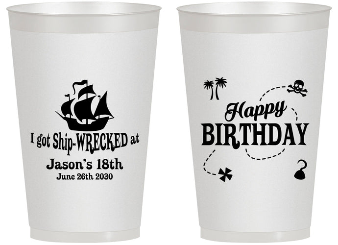 Personalized Birthday 14 oz Frosted Cups - 18th Shipwrecked | 20028