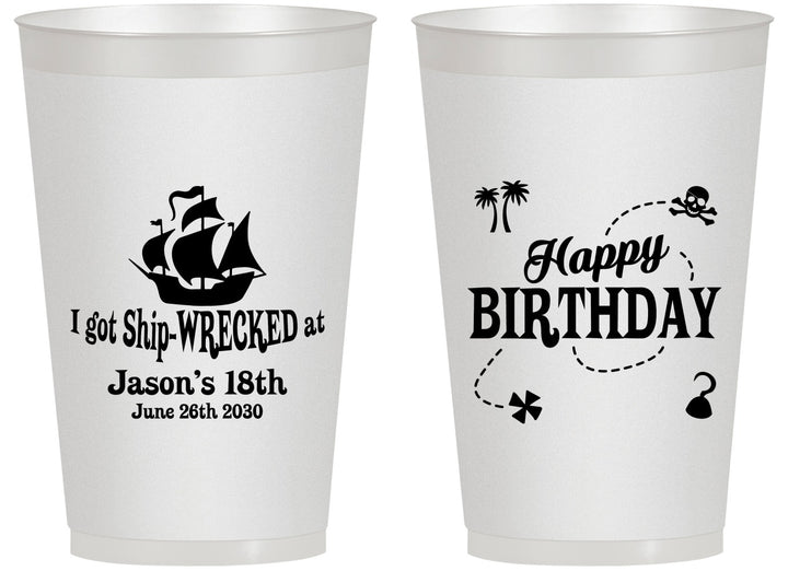 Personalized Birthday 14 oz Frosted Cups - 18th Shipwrecked | 20028